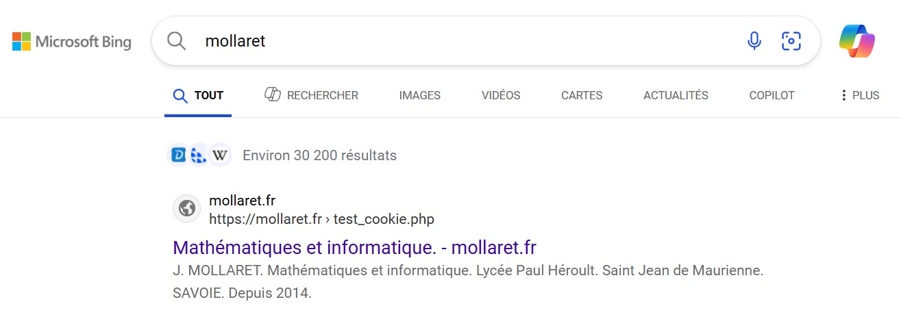 preuve de référencement sur Bing