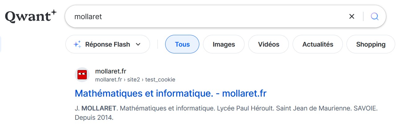 preuve de référencement sur Qwant